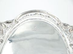 English Silver Plated Oval Shape Hand Decorated Interior Serving Tray - 3169031