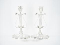 English Silver Plated Pair Tableware Candle Holder - 3168172