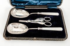 English Silver Plated Set Spoons and Grape Shears - 1131262