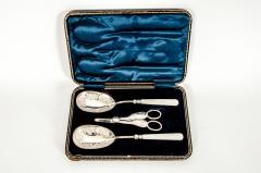 English Silver Plated Set Spoons and Grape Shears - 1131268