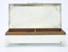 English Silver Plated Wood Interior Footed Cigarette Vanity Box - 3169111