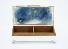 English Silver Plated Wood Interior Footed Cigarette Vanity Box - 3169114