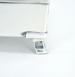 English Silver Plated Wood Interior Footed Cigarette Vanity Box - 3169117