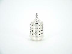English Sterling Silver Top Cut Glass Tableware Sugar Receptacle - 3440678