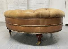 English Style Tufted Leather Oval Shaped Bench - 1972895