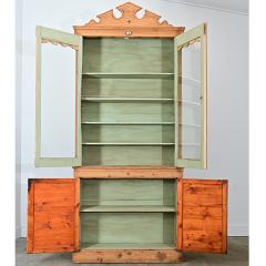English Tall Pine Bookcase with Painted Interior - 4811677