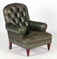 English Tufted Leather Side Chair - 2071349
