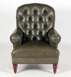 English Tufted Leather Side Chair - 2071350