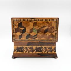 English Tunbridge Ware Concave Sided Box circa 1850 - 4425916