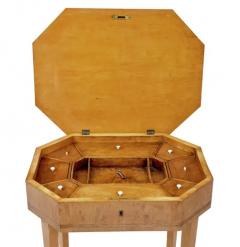 English Turn of the Century 1900s Octagonal Top Birchwood Work Table - 3550124