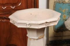 English Turn of the Century Glazed Pottery Bird Bath with Carved Flowers 1900s - 3509446