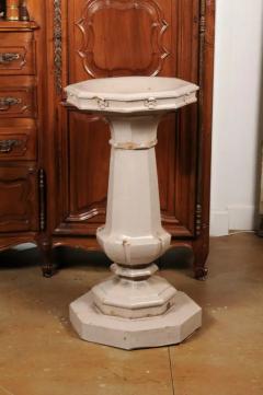 English Turn of the Century Glazed Pottery Bird Bath with Carved Flowers 1900s - 3509452