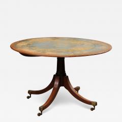 English Turn of the Century Mahogany Tilt Top Center Table with Leather Top - 3603505