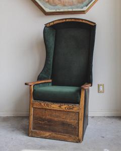 English Velvet and Leather Porters Chair - 3290957