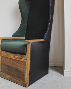 English Velvet and Leather Porters Chair - 3290961