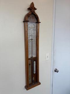 English Victorian Admiral Fitzroys wall barometer in an oak case - 4659123