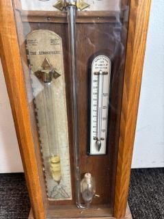 English Victorian Admiral Fitzroys wall barometer in an oak case - 4659126