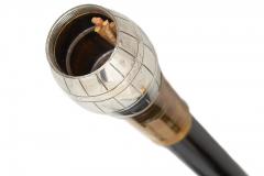 English Victorian Antique Silverplate Barrel Match Safe Cane Walking Stick - 4502328