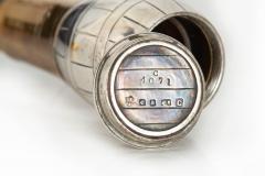 English Victorian Antique Silverplate Barrel Match Safe Cane Walking Stick - 4502332