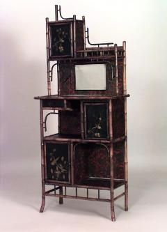 English Victorian Bamboo 3 door etagere - 701746