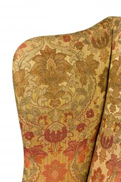 English Victorian Beige Wingback Chair With Various Colored Floral Pattern - 4169248