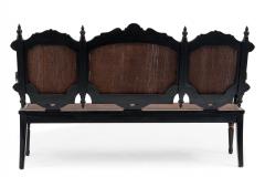 English Victorian Black Lacquered Floral Settee - 1419366