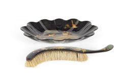 English Victorian Black Lacquered Tray and Brush - 4201239