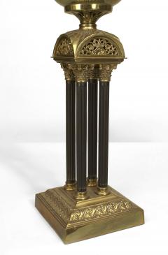 English Victorian Brass Column Table Lamp - 1380814