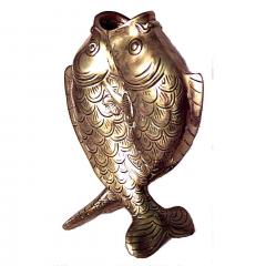 English Victorian Brass Double Fish Vase - 4709316