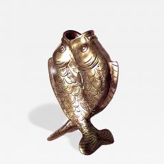 English Victorian Brass Double Fish Vase - 4709381