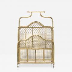 English Victorian Brass Frame and Mesh Magazine Stand - 4522935