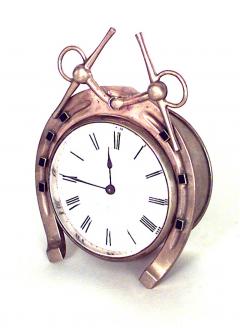 English Victorian Brass Horseshoe Desk Clock - 4216375
