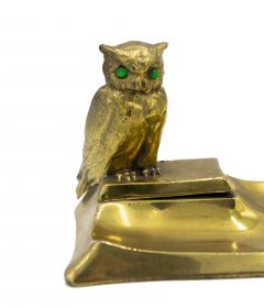 English Victorian Brass Owl Inkwell - 4321886