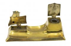 English Victorian Brass Owl Inkwell - 4321887