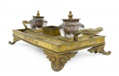 English Victorian Bronze Double Inkwell - 4322394