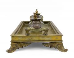 English Victorian Bronze Double Inkwell - 4322396