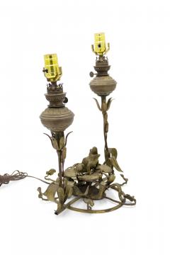 English Victorian Bronze Frog Table Lamp - 1380818