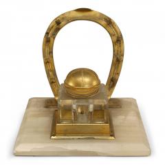 English Victorian Bronze Horseshoe Inkwell - 4322389