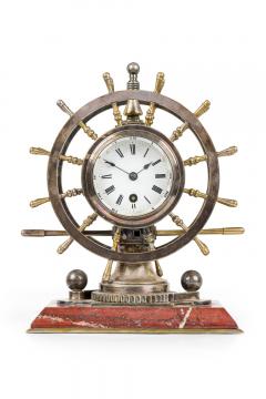 English Victorian Bronze Ship Wheel Clock - 4652753