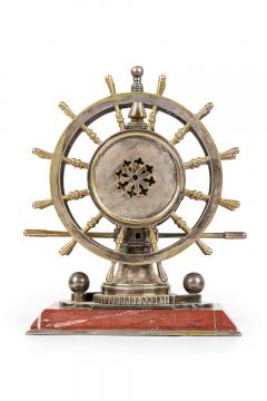 English Victorian Bronze Ship Wheel Clock - 4652755