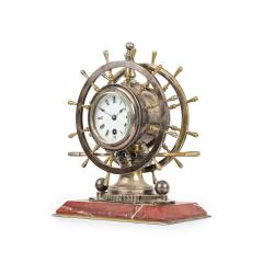English Victorian Bronze Ship Wheel Clock - 4662083
