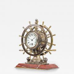 English Victorian Bronze Ship Wheel Clock - 4662084