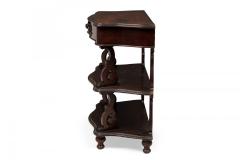 English Victorian Carved Wooden 3 Tiered Shaped Curio Console Table - 4170364