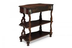 English Victorian Carved Wooden 3 Tiered Shaped Curio Console Table - 4170365