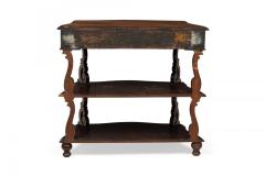 English Victorian Carved Wooden 3 Tiered Shaped Curio Console Table - 4170366