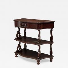 English Victorian Carved Wooden 3 Tiered Shaped Curio Console Table - 4193616