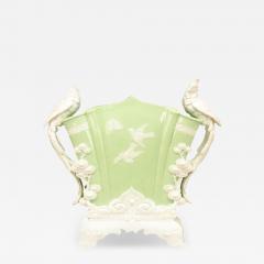 English Victorian Celadon and White Porcelain Floral Vase - 4263176