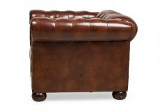 English Victorian Chesterfield Style Tufted Brown Leather Lounge Chairs - 4652414