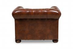 English Victorian Chesterfield Style Tufted Brown Leather Lounge Chairs - 4652416