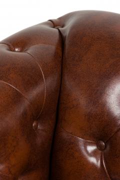 English Victorian Chesterfield Style Tufted Brown Leather Lounge Chairs - 4652418